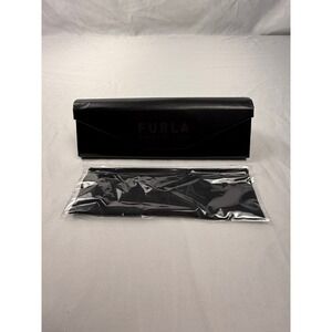 Furla Black Foldable Triangle Sunglasses Case with Cleaning Cloth Hard Shell